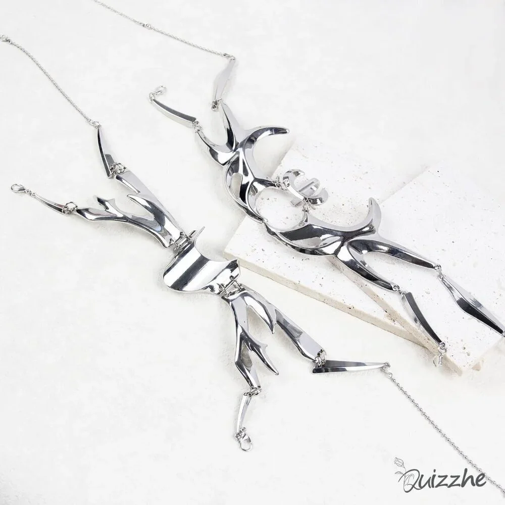Cyberpunk Metal Half Mask Unisex Adjustable Chain for Masquerades Fest